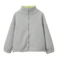 thumbnail image 2 of UQJfacai Girls Fleece Jacket Kids Boys Zip Up Stand Collar Sherpa Coat Fall Winter Fuzzy Soft Warm Casual Outerwear 3-12 Years, 2 of 7