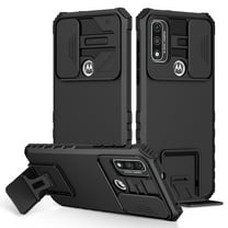 Dteck Case for Motorola Moto G Pure 2021 Released 6.5 inch, Shockproof With Slide Camera Foldable Kickstand Protective Rugged Cover,Black