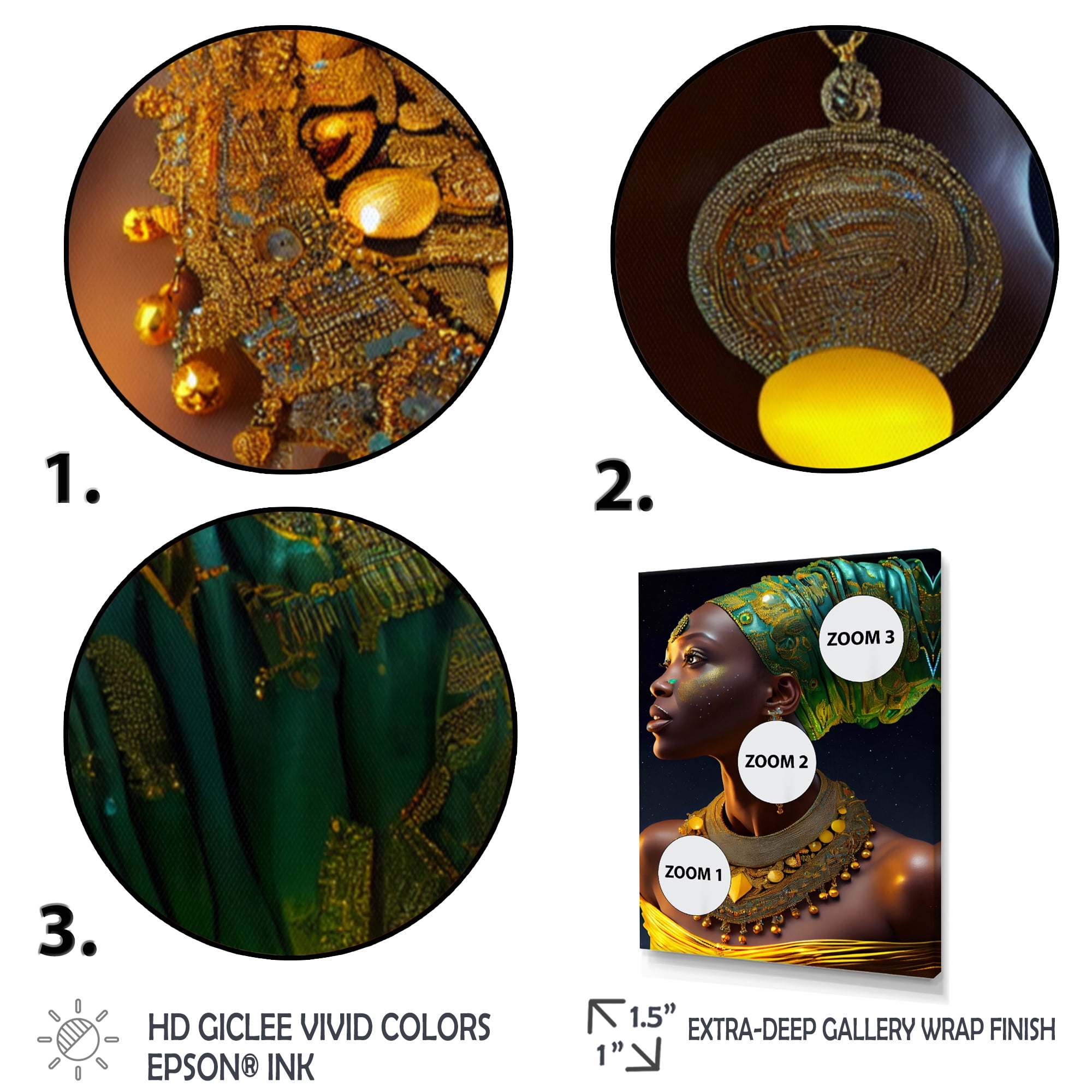 Designart Emerald Queen African Woman Under Moon IV Canvas Wall Art