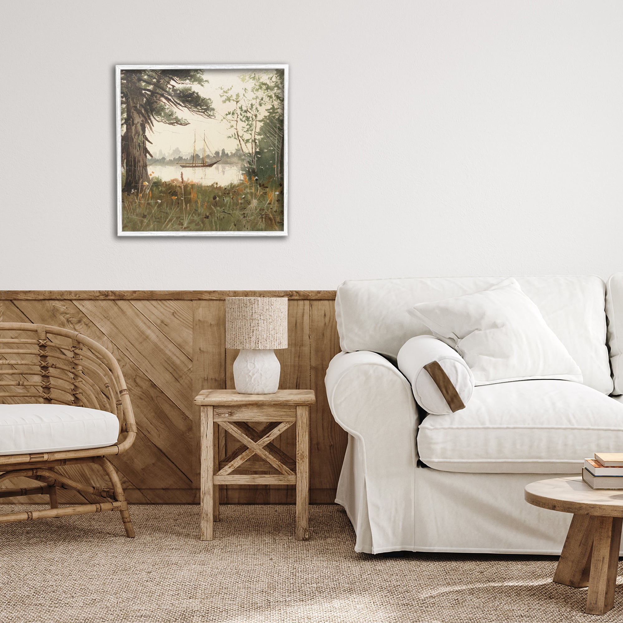 Stupell Industries Boating View Through Trees White Framed Giclee Art, design by Lula Bijoux & co.