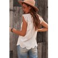 thumbnail image 3 of Women's White Sleeveless Eyelet Tank Top, 3 of 11