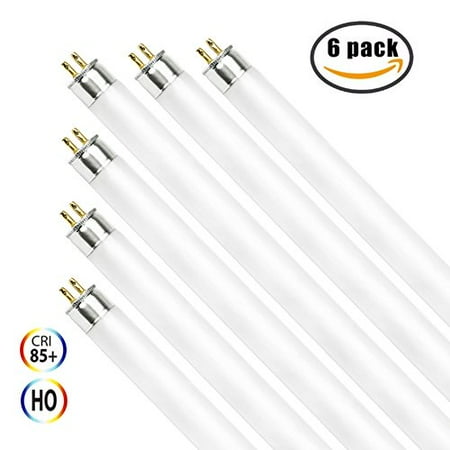 High Output Fluorescent Fixtures - (Pack of 6) F54T5/850/HO 54-Watt T5 Fluorescent High Output Bulbs, 5000K Daylight, 54W 48 inch Fluorescent Light Bulbs