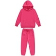 thumbnail image 2 of Vxuxlje Kids 2 Piece Sport Tracksuit Boys Girls Long Sleeve Drawstring Hoodie Sweatshirt with Jogger Hot Pink 110, 2 of 9