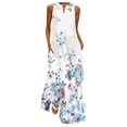 thumbnail image 1 of Robe Blanche d'Été pour Femmes 2022 Mode Décontractée Imprimée Col en V Aguichant Sans Manches Longue, 1 of 3