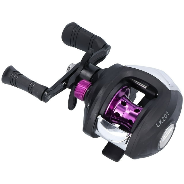 Fishing Wheel, Long Service Life Practical To Use Lightweight Baitcasting Reel Large Line Capacity for Fishing for Work LK201 Black Purple Right Hand,LK201 Black Purple Left Hand