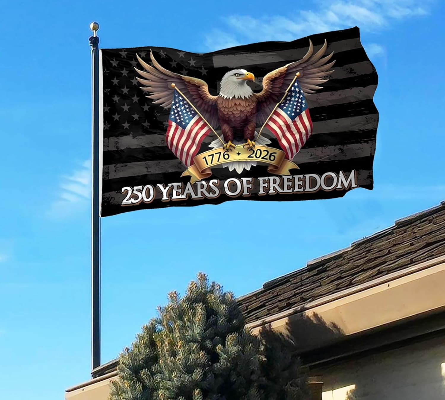 250 Years Of Freedom American Flag 3x5 Outdoor Double Sided Heavy Duty 3 Ply Polyester 1776-2026 USA 250th Birthday Anniversary Flags Fade Resistant Reinforced Brass Grommets