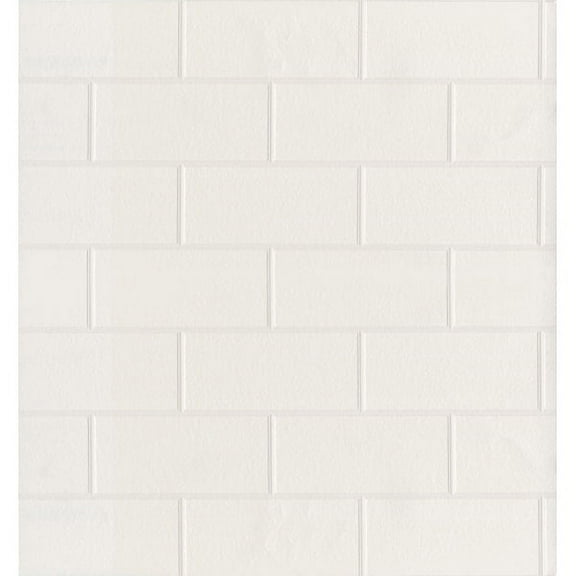 Brewster Paintable White Tile Prepasted Expanded Vinyl Wallpaper, 20.5-in by 33-ft, 56.4 sq. ft.