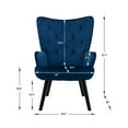 thumbnail image 7 of Velvet Accent Chair, Modern Button Tufted Upholstered Armchair Side Chair with Curved Wing Back and Solid Wood Legs, Mid-Century Retro Tall Back Single Sofa Chair Leisure Chair for Living Room, Navy, 7 of 7