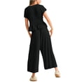 thumbnail image 4 of Women's 2 Piece Smocked Top Wide-Leg Pants Set High Waist Lounge Outfit Casual Boho Matching Set, 4 of 7