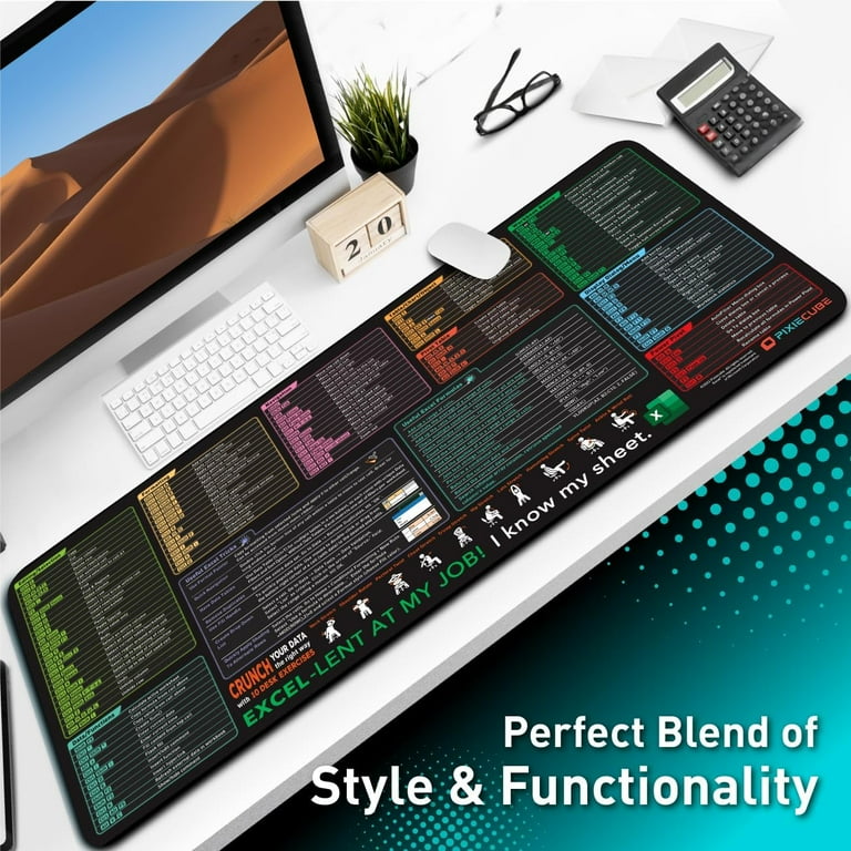 Excel Shortcut Keys Mouse Pad - Extended Large XXL Cheat Sheet
