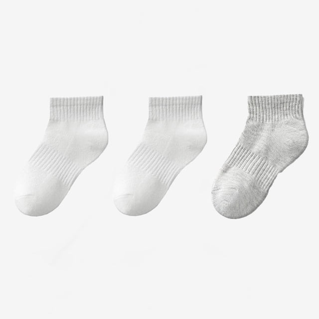 Kids' 3-Pack Cotton Short Tube Socks for Boys and Girls - Soft, Breathable, Moisture-Wicking Sports Socks for Daily Wear and Play
