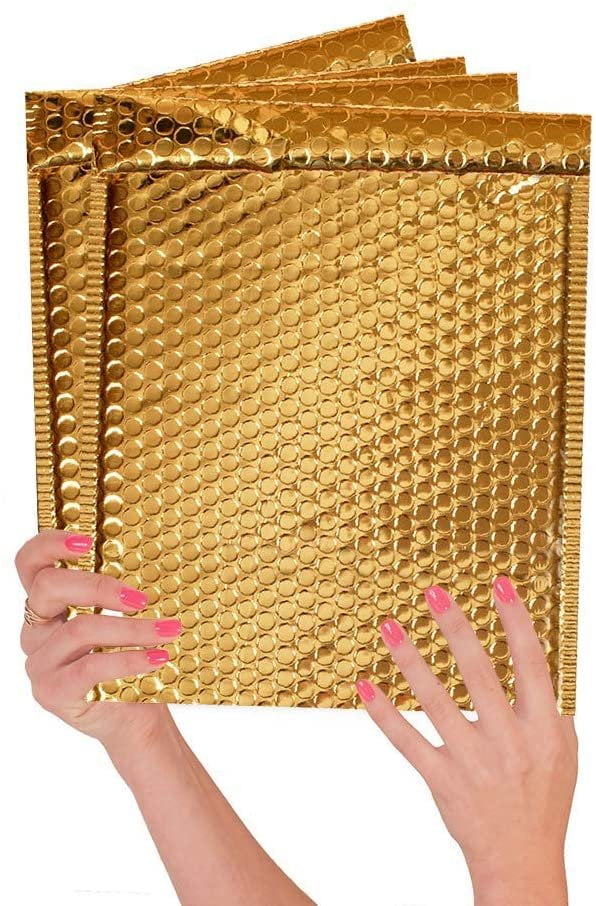 20 Pack Gold Bubble mailers 8.5 x 11. Metallic Padded envelopes 8 1/2 x