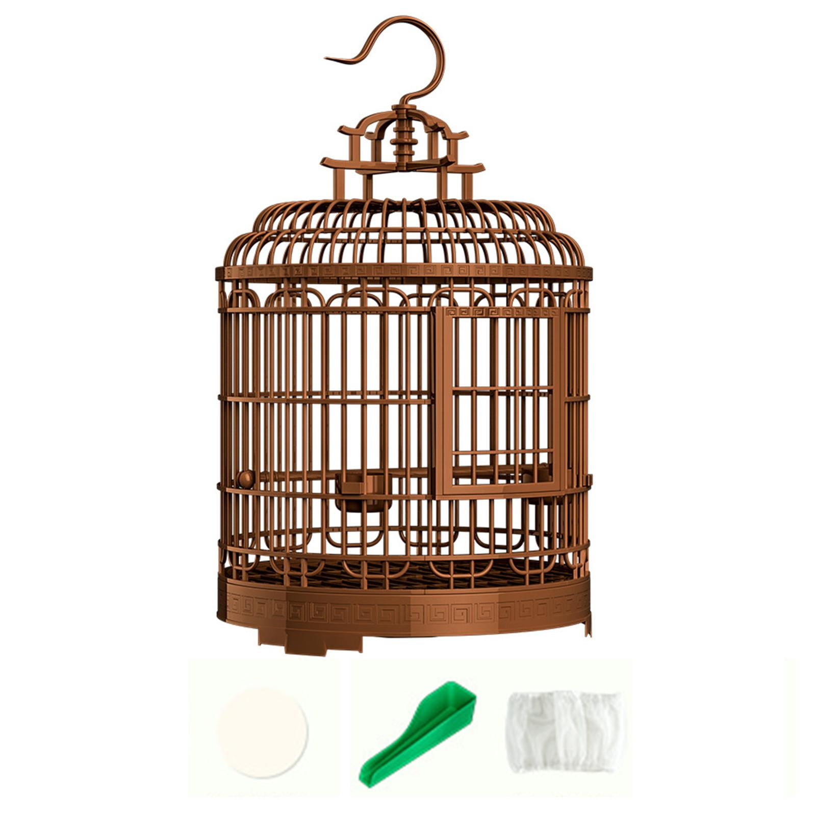 oshhnii Luxury Bird Cage Hanging Hook Parrot Stand Cage for Canary Finches Parakeets B