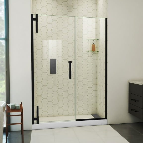 DreamLine Ascend 54 1/2 - 55 1/2 inch W x 72 inch H Frameless Pivot Shower Door in Matte Black