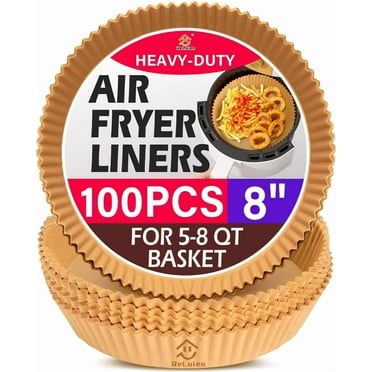 Reluien Air Fryer Paper  Disposable Liners 100PCS Non-Stick Oil Resistant Parchment Paper Liners, 8 Inch ,Round Airfryer Liners for 5-8QT Air Fryer,