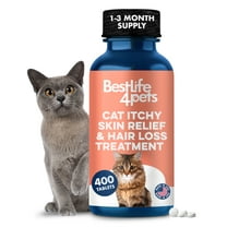 BestLife4Pets Cat Itchy Skin Relief & Hair Loss Supplement, Holistic Skin Allergy Relief - 400 Pills