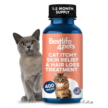 BestLife4Pets Cat Itchy Skin Relief & Hair Loss Supplement, Holistic Skin Allergy Relief - 400 Pills