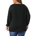 thumbnail image 4 of DARING DIVA Women's Plus Long Sleeve Shimmer Glitter Blouse 1X Black, 4 of 6