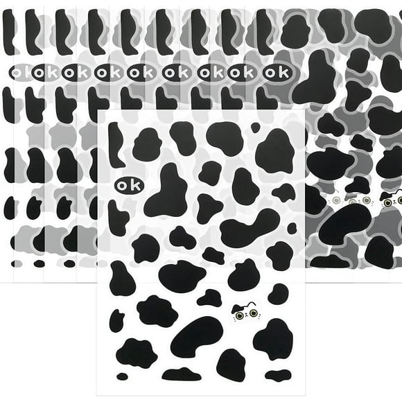 Cow Print Sticker Black Vinyl Removable Cow Pattern Decal for Bedroom Wall Nursery Classroom Decor, 20 Sheet (Black)