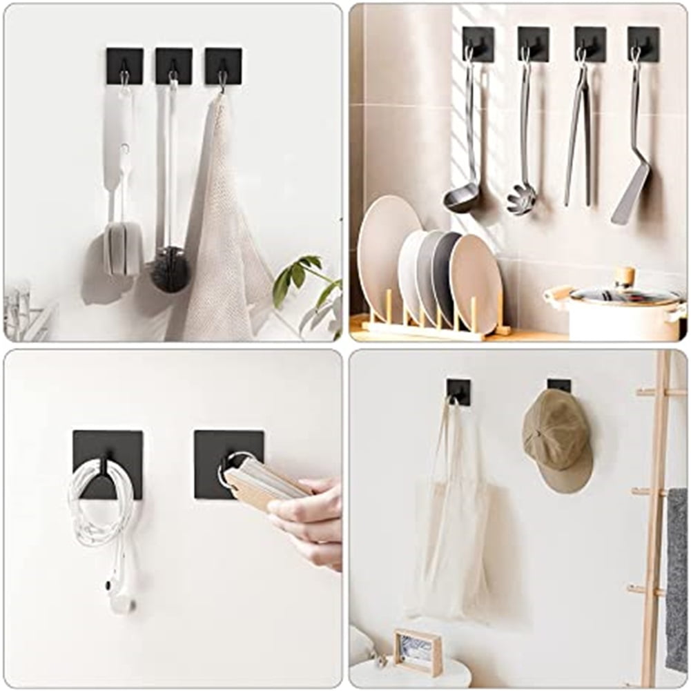Kepooman Heavy Duty Wall Hooks Self Adhesive Towel Hook Waterproof Hooks, Adhesive Hooks for Hanging for Keys Bathroom Shower Outdoor Kitchen Door Home Improvement Sticky Hooks 4 Pack, Black Kepooman Heavy Duty Wall Hooks Self Adhesive Towel Hook Waterproof Hooks, Adhesive Hooks for Hanging for Keys Bathroom Shower Outdoor Kitchen Door Home Improvement Sticky Hooks 4 Pack, Black