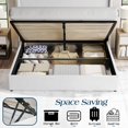 thumbnail image 3 of Merluxy Lift Up Storage Bed, Upholstered Platform Bed Frame Tall Headboard Wingback, Hydraulic Lifting Underneath/Wood Slats Support,Queen,White, 3 of 9