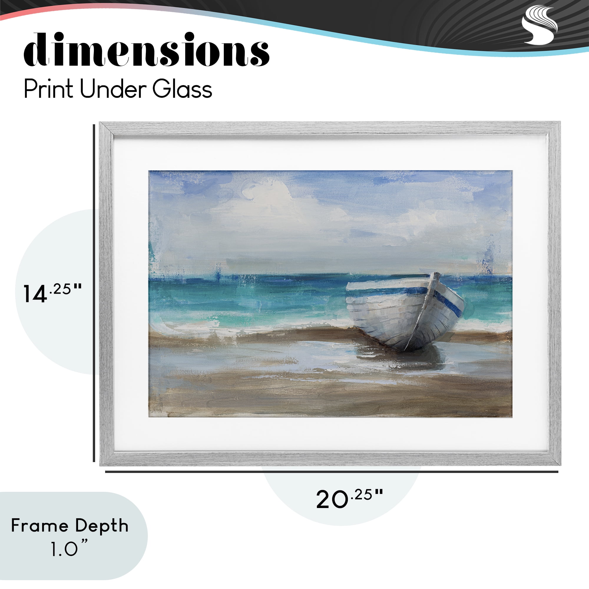 Stupell Industries Painterly Boat On The Shore Gray Framed Print Under Glass, design by Cloverfield & Co.