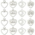 thumbnail image 2 of 16Pcs Stainless Steel Heart with Tree of Life Charm Heart with Word Mama Charm Heart with Hollow Star and Moon Pendant, 2 of 6