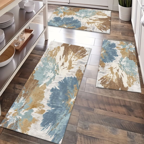Floor Rugs Sets 3 Piece with Runner, Farmhouse Kitchen Rugs and Mats Non Skid Washable Runner Rug for Kitchen Sink Laundry