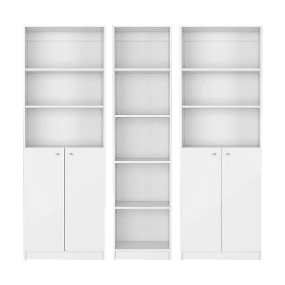 Newboti Furniture Levan 3 Piece Living Room Set with 3 Bookcases, White 41744