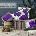 thumbnail image 2 of Set of 4 18x18 Flower Throw Pillow Covers Purple Rose Couch Bed Decorative Pillow Covers Dark Purple Grey Black Floral Square Pillow Cases Purple Linen Farmhouse Pillow Cover (Purple Black), 2 of 6