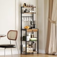 thumbnail image 4 of Bakers Rack, 5-Tier Coffee Bar Station, Coffee Stand with Pod Drawer Holder, Versatile Kitchen Storage Rack with 4 Hooks, for Living Room, Cafe Corner, Rustic Brown and Black KF01BRY1, 4 of 9