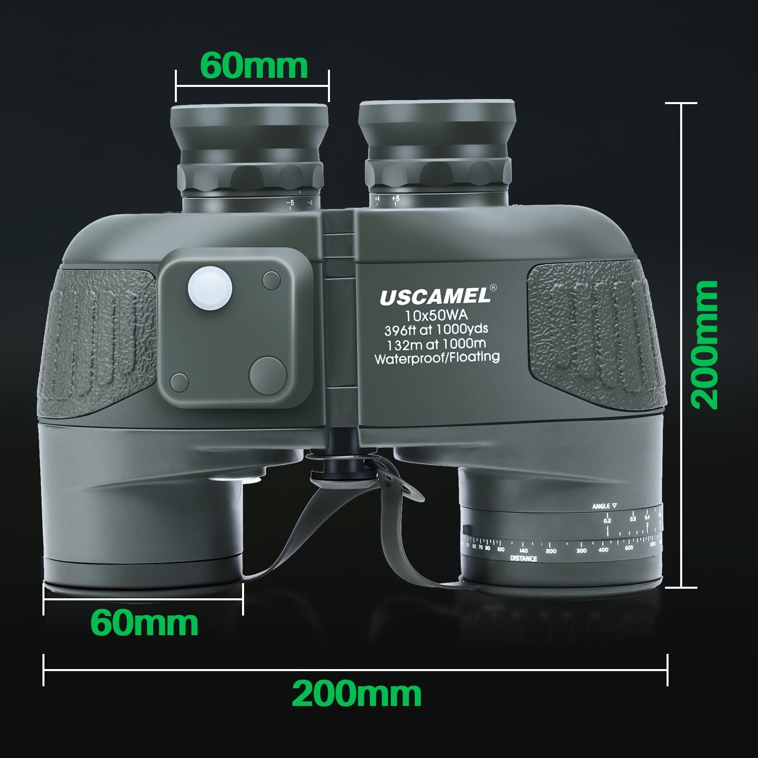 USCAMEL 10X50 Marine Binoculars for Adults, Binoculars with Low Light Vision Rangefinder Compass, BAK4 Waterproof Military Binoculars for Boating Hunting, Gift for Him