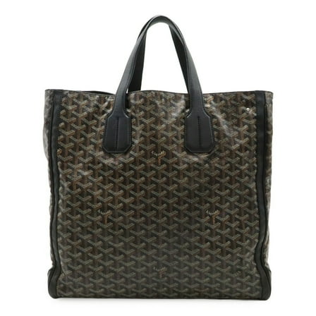 Pre-Owned GOYARD Sac Voltaire Tote Bag Handbag Shoulder PVC Leather Black Brown (Fair)