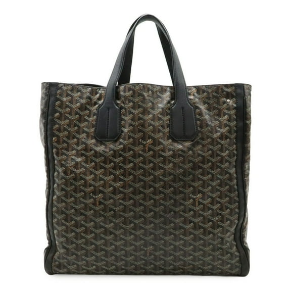 Pre-Owned GOYARD Sac Voltaire Tote Bag Handbag Shoulder PVC Leather Black Brown (Fair)