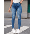 thumbnail image 4 of SET DE 2 LEGGING GRUESO DE MUJER AZUL Y NEGRO DISEÑO MEZCLILLA UNITALLA, 4 of 9
