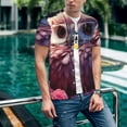 thumbnail image 6 of Rateoe Cute Flower Owl Pattern Men’s Baseball Short Sleeve Polo Shirt, Midweight Men's Shirt Golf Shirt Polo Shirts Quick Dry Short-Large, 6 of 7