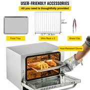 KFFKFF Commercial Convection Oven, 21L/19Qt, Quarter-Size Conventional Oven Countertop, 1440W 3-Tier Toaster w/ Front Glass Door, Electric Baking Oven w/ Trays Wire Racks Clip Gloves