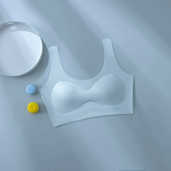 Bnwani Sports Bras for Girls Comfortable Breathable Thin Puberty Camisole Solid Bra Blue