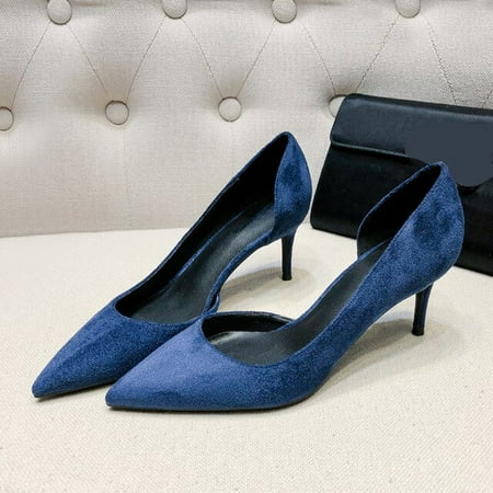 

YCNYCHCHY Sexy Women 6cm 8cm High Heels Blue Pink Pumps Pointed Toe Genuine Suede Leather Shoes For Woman Ladies Wedding Bride