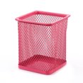 thumbnail image 3 of Langgg Mesh Metal Pen Holder Pot Smooth Edge Fashion Table Container Effaceur Règle Caddy Desk Papeterie Organizer Office Square/Rose Rouge Organizer Office Square/Rose, 3 of 8