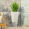 thumbnail image 3 of LiviNest Modern Tall Planter for Patio Decor: 32.5 Inch Square Planter - Indoor Outdoor Use - Drain Hole for Plant Health - Matte White Magnesium Oxide, 3 of 6