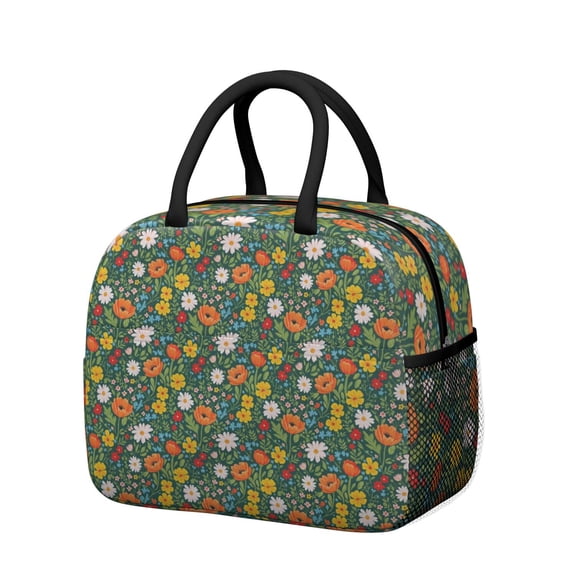 Womens Pioneer Flower Floral Print Pattern Lunch Box for Work,Insulated Lunch Bag for Women,Loncheras Para Mujer,Leakproof Adult Lunch Bag for Work,Beach,Travel,Picnic,Camping