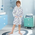 thumbnail image 5 of FORMRS Niños Bathrobe Unisex Hooded Robe Soft Plush Pajamas Sleepwear, Size 2-3T, Watercolor Lavender Pattern, 5 of 7
