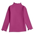 thumbnail image 3 of Girls Lettuce Trim Neck Long Sleeve Shirts Girls Long Sleeve Tops Size 14-16 Casual Slim Fit Solid Base Layer Tops Tees(Size 5-6 Years,Dark Purple), 3 of 4