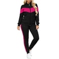 thumbnail image 2 of Mifsaly Womens Track Suits 2 Piece Set Fall Trendy Color Block Workout Daily Lounge Matching Outfits Collared Zip Up Jacket And Jogger Pants, 2 of 7
