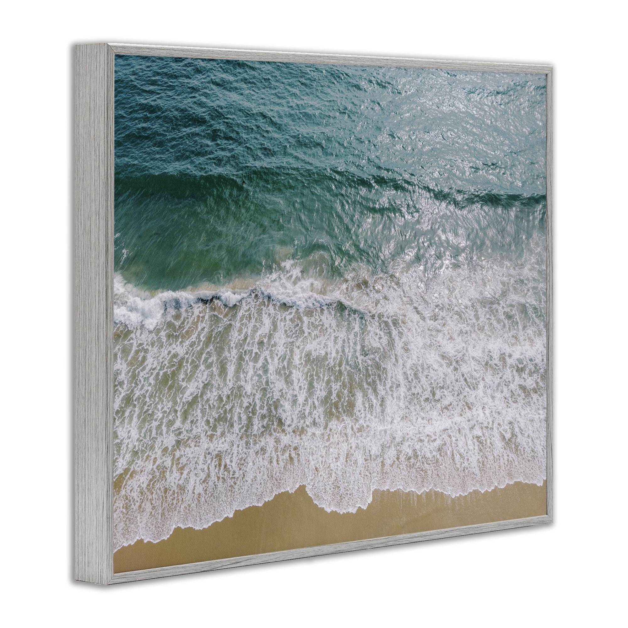 Stupell Industries Coastal Sea Waves Landscape Photography Gray Framed Art Print Wall Art, 20 x 16
