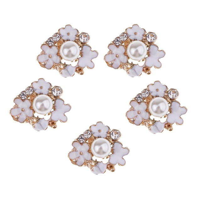 5 Piezas De De Imitación De Flor De Perla Conector De Hebillas De Parte Posterior Plana Para Accesorios Para La Cabeza Accesorios Pa Gloria Botones de la flor de la perla