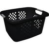 Home Logic's The Black Laundry Basket 1.5 Bu Comfort Carry Handle, Black/Silver