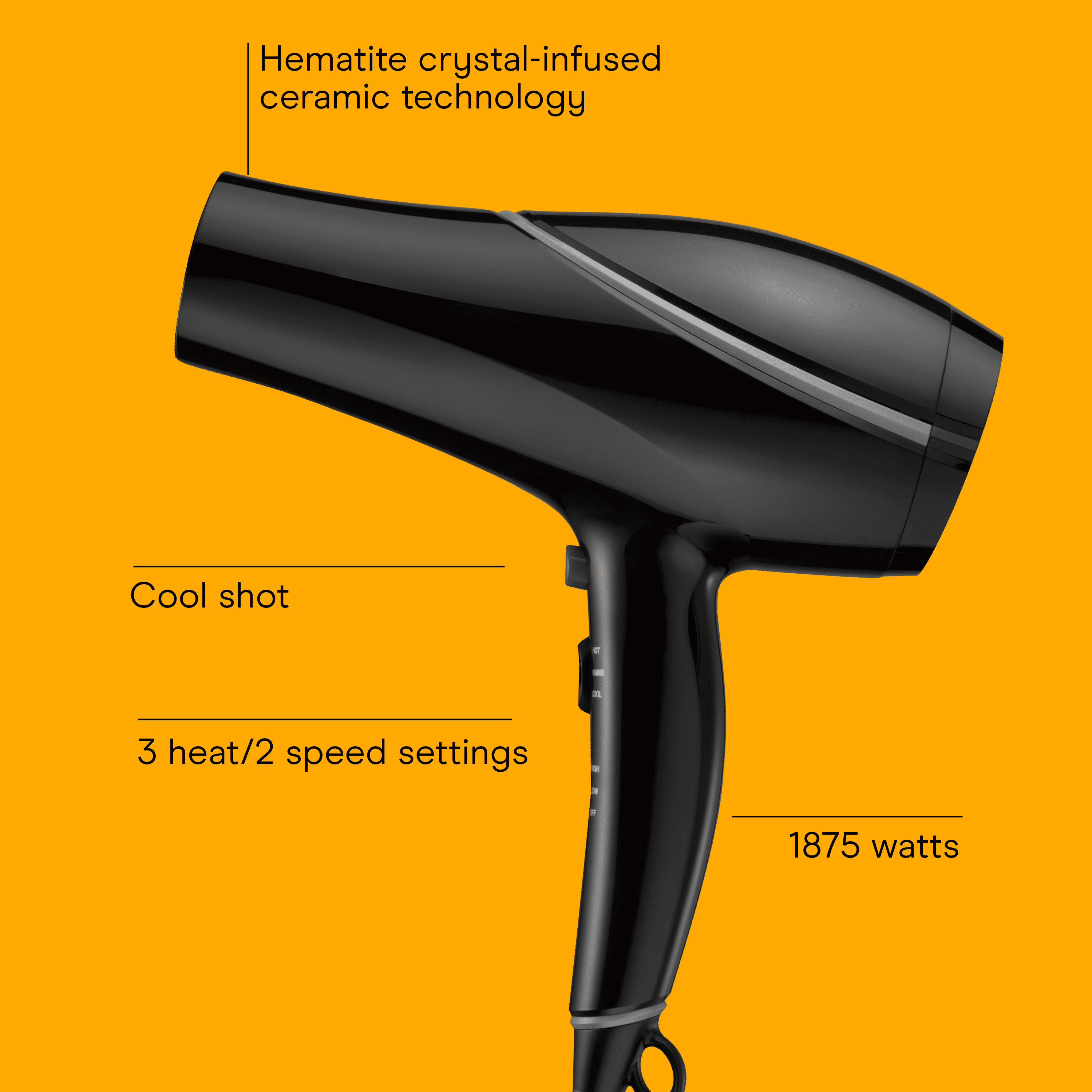 Conair Style & Shine Crystal-Infused Ceramic Hair Dryer, 1875W Hair Dryer