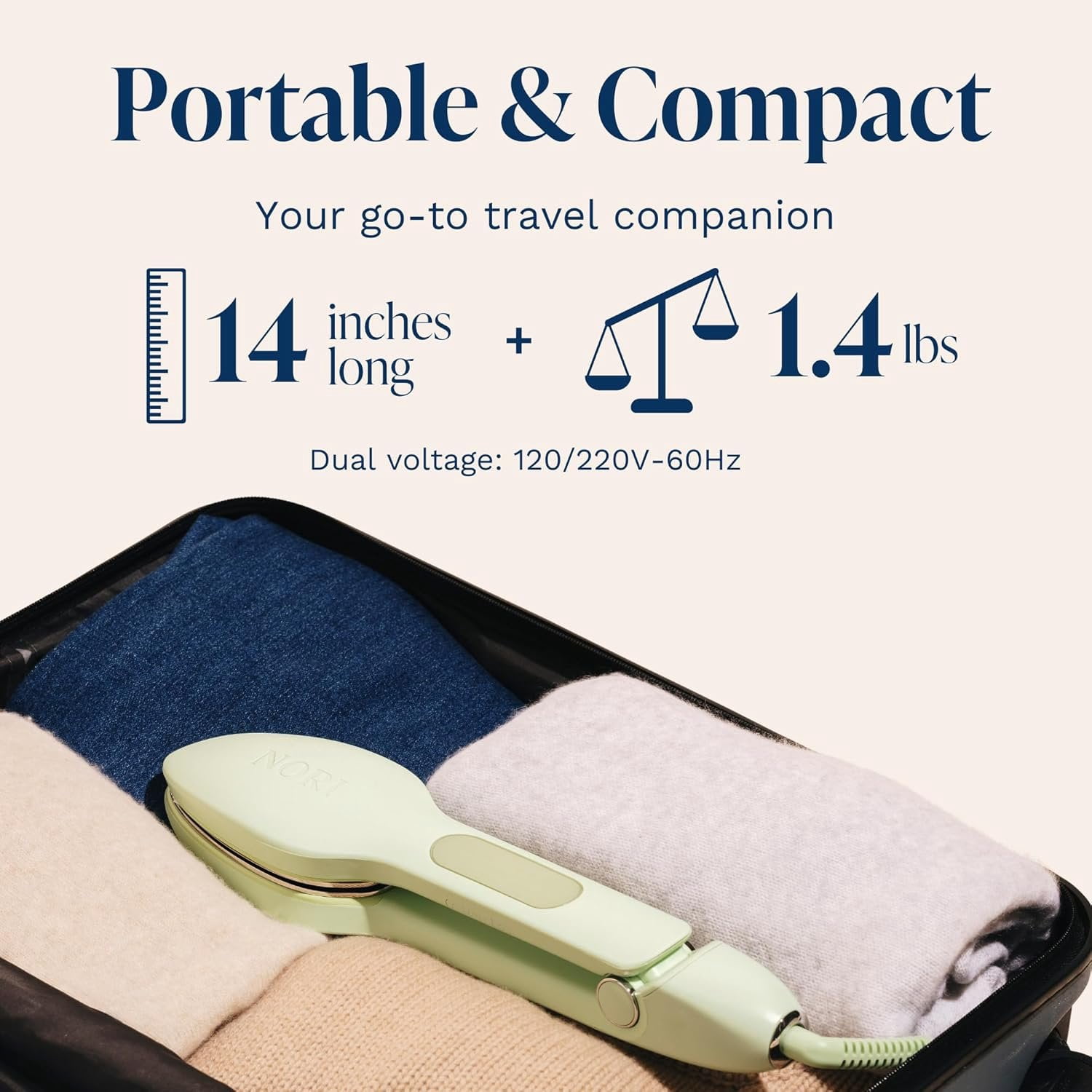 Press Travel Steam Iron - Handheld Iron With Optional Steam Feature - No Ironing Board Required - Easy to Use w/ 6 Fabric Settings - Removes Wrinkles - User Manual Included - Green
